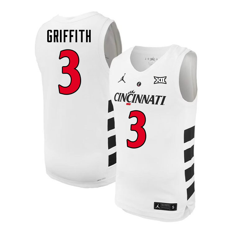 Rayvon Griffith Cincinnati Jersey,Cincinnati Bearcats #3 Rayvon Griffith Basketball Jersey-White